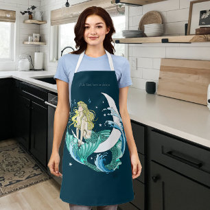 Delantal Sirena Rubia Luna Creciente Arte Fantasía Deco