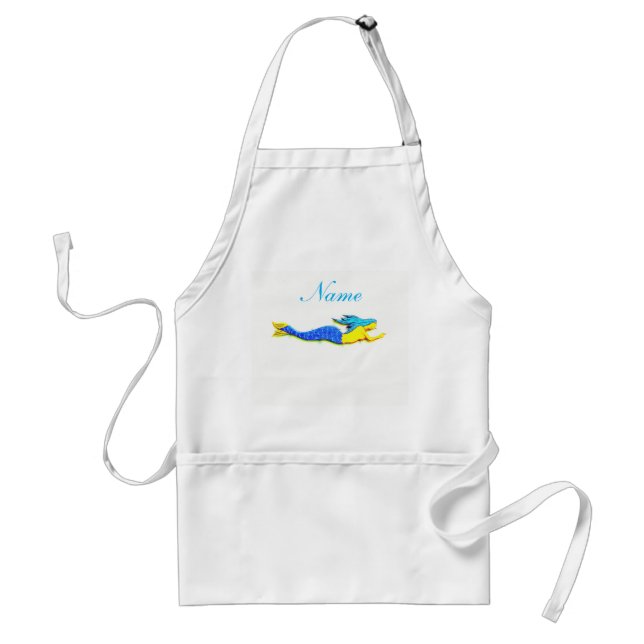 Delantal sirena submarina azul personalizada (Frente)