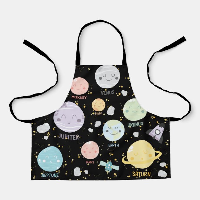Delantal Sistema solar del planeta de Cute Kawaii (Anverso)