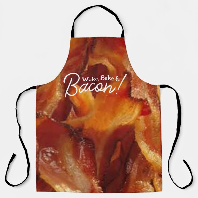 Delantal Sizzler Bacon Apron: Wake, Bake y Bacon Personaliz (Anverso)