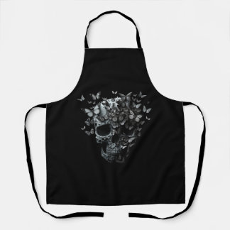 Delantal ¡Skull Apron! ¡Apron negro con un gráfico del crán