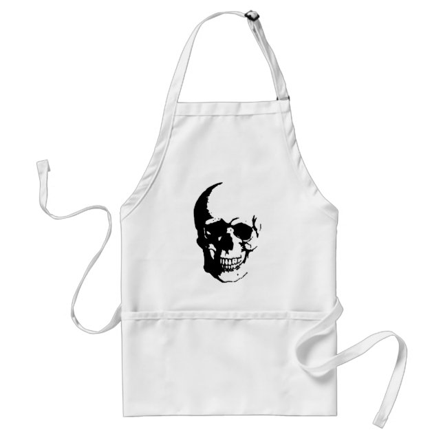 Delantal Skull - Arte Metalizado negro y blanco (Frente)