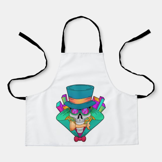 Delantal Skull en ajedrez con pieza de ajedrez Rook (Anverso)