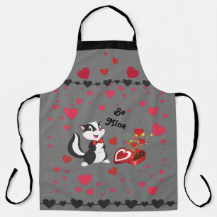 Delantal Skunk San Valentín Corazón lindo Gris gris ser mío