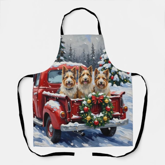 Delantal Skye Terrier Christmas Red Truck Holiday (Anverso)