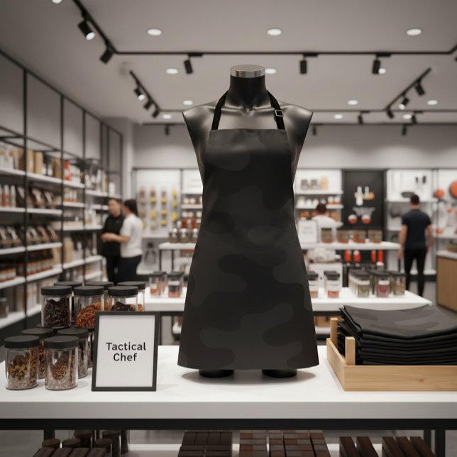 Delantal Sleek Camo Deep Black Dark Charcoal Tonos modernos (Subido por el creador)