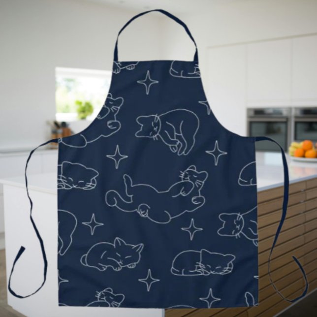 Delantal Sleepy Cat Apron – Whimsical Cat Pattern (Subido por el creador)