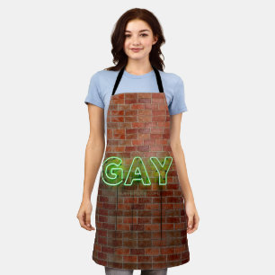 Delantal SlipperyJoe signo de neón gay brillante vivo