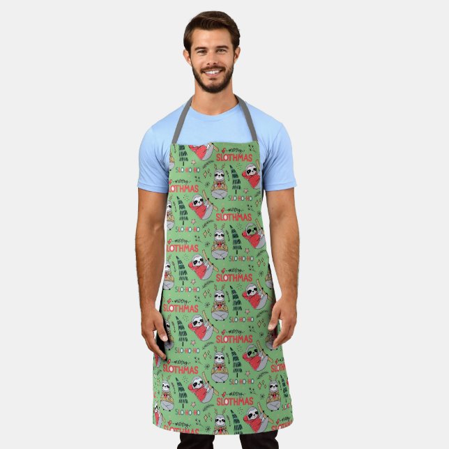 Delantal Slo Ho Ho Merry Slothmas Navidades divertidos Chef (Gastado)