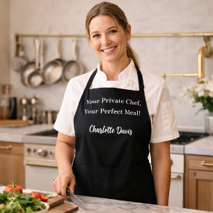Delantal Slogan de escritura blanca y negra del chef privad