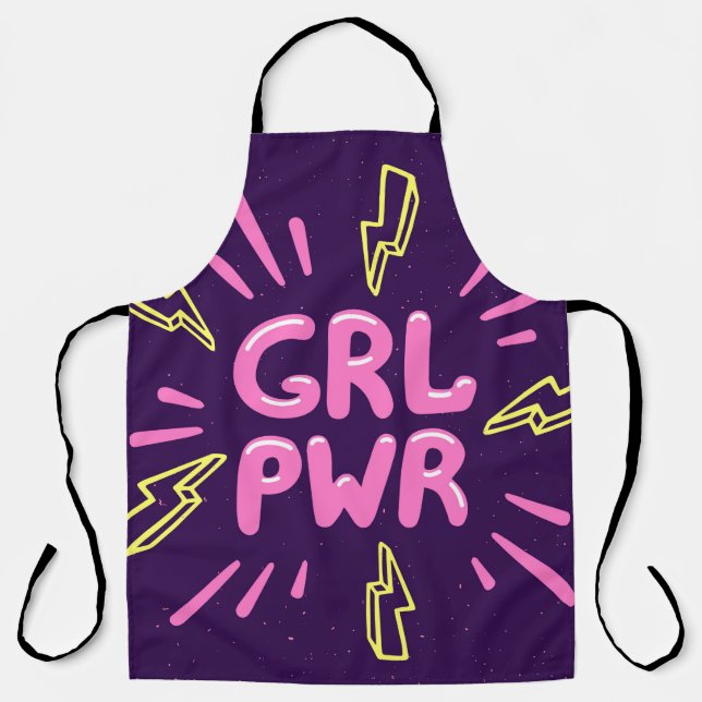 Delantal Slogan del movimiento de poder del chica sin probl (Anverso)