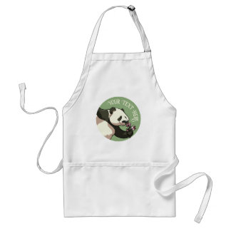 Delantal Smiling Panda y diseño de flor de cerezo con texto