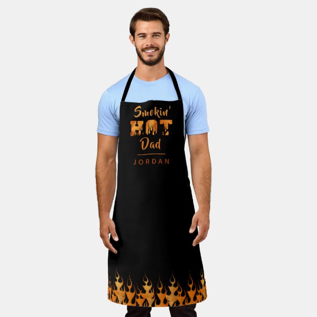 Delantal SMOKIN HOT DAD Flama Apron personalizado (Gastado)