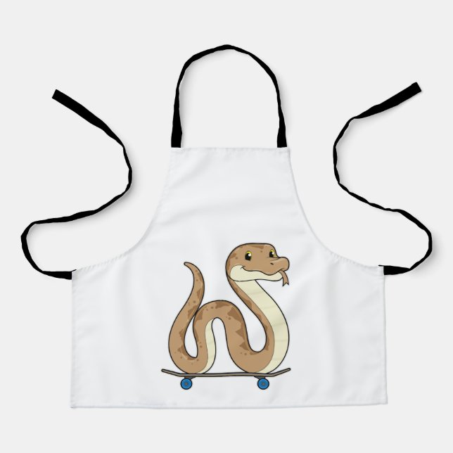 Delantal Snake como patinador con patineta (Anverso)
