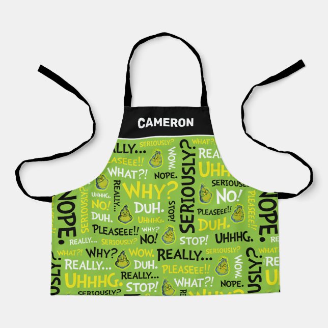 Delantal Snarky Grinch | Patrón de frases rápidas de Grinch (Anverso)