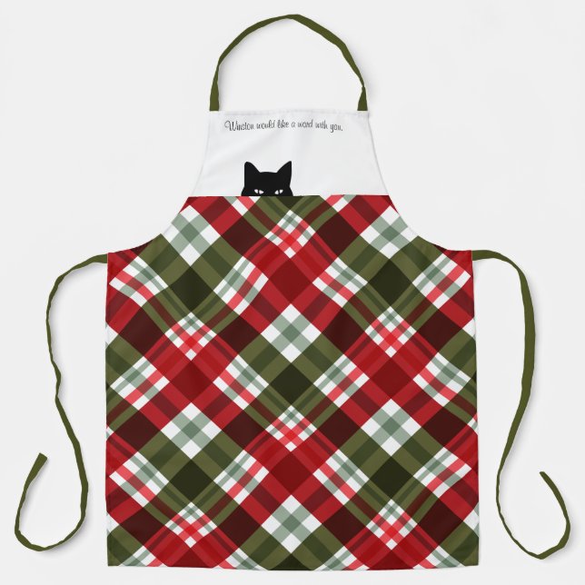 Delantal Sneaky Cat Royal Stewart Tartan Plaid (Anverso)