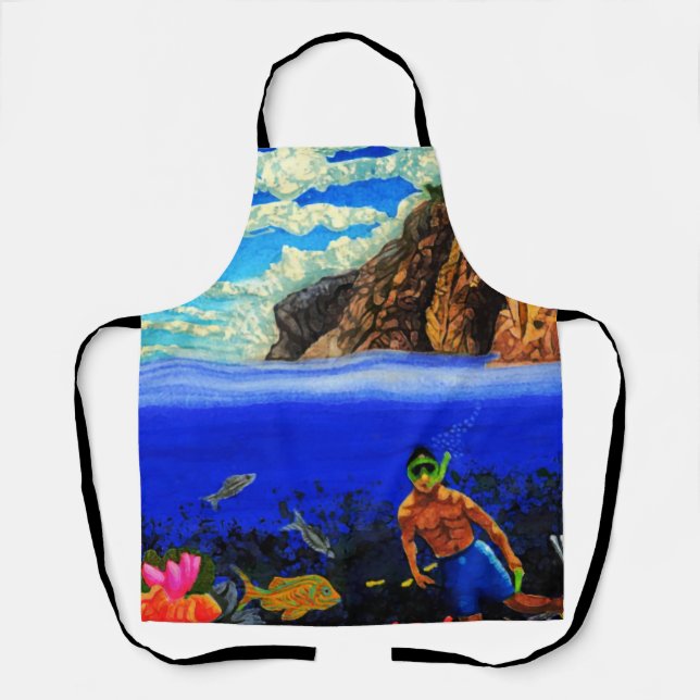 Delantal Snorkel en el rock negro (Anverso)