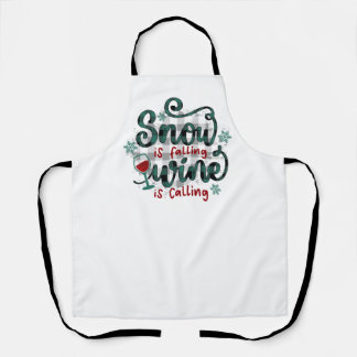 Delantal Snow is Falling Wine is Calling Christmas Apron