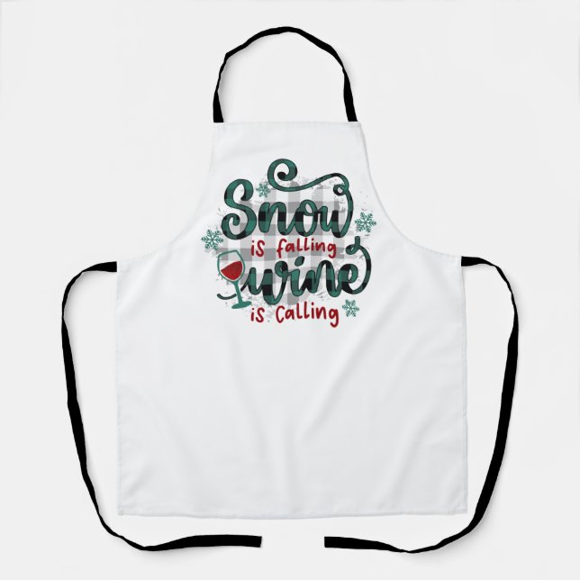 Delantal Snow is Falling Wine is Calling Christmas Apron (Anverso)