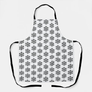 Delantal Snowflake gráfico minimalista en blanco y negro
