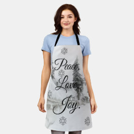 Delantal Snowflakes Snowflakes Navidades sketch blanco negr