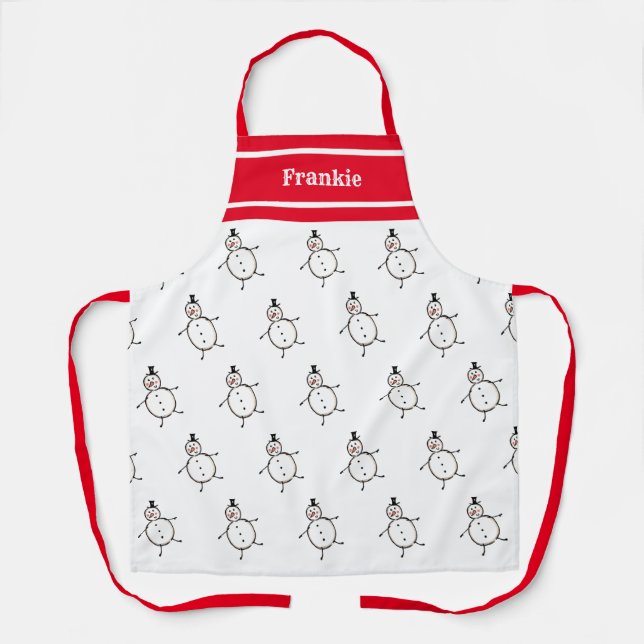 Delantal Snowman Apron, Navidades personalizados (Anverso)
