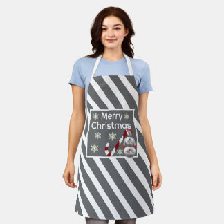 Delantal snowman Candy Cane Stripe Merry Christmas