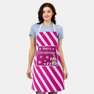Delantal snowman Candy Cane Stripe Merry Christmas