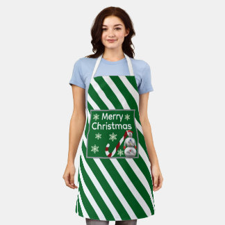 Delantal snowman Candy Cane Stripe Merry Christmas