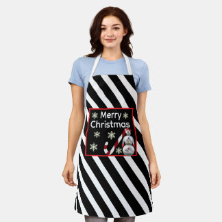 Delantal snowman Candy Cane Stripe Merry Christmas