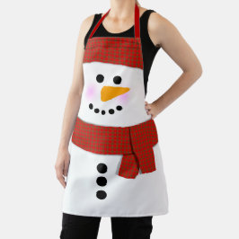 Delantal Snowman Con Navidades De La Carne Roja