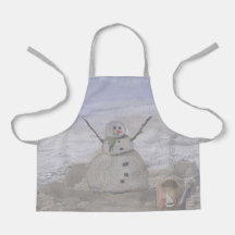 Snowman Escarchado En El Pequeño Apron De La Playa