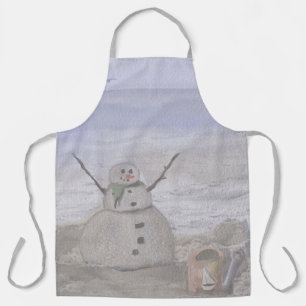 Delantal Snowman espumoso En El Gran Apron De La Playa