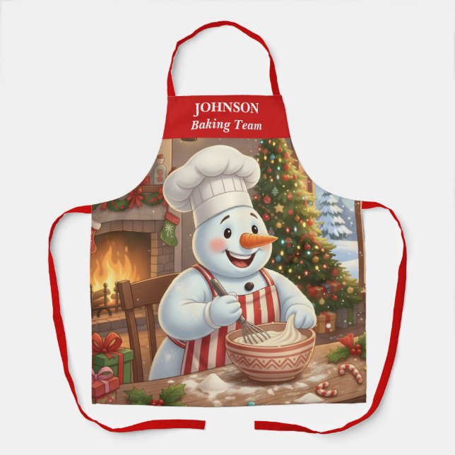 Delantal Snowman Holiday Baking Apron (Anverso)