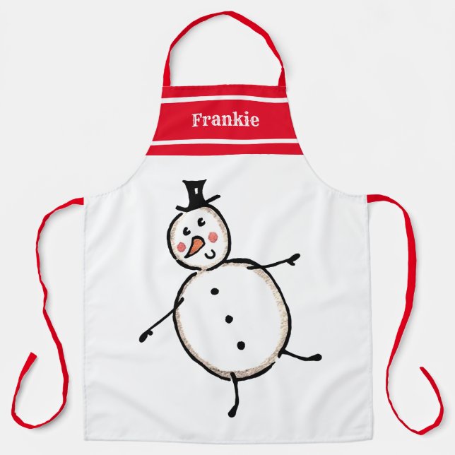 Delantal Snowman, Navidades personalizados (Anverso)