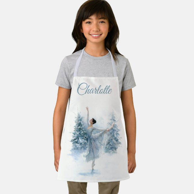 Delantal Snowy Ballerina Personalized Kids Apron (in situ)