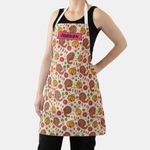 Delantal Snuffleupagus y Big Bird Groovy Flower Pattern