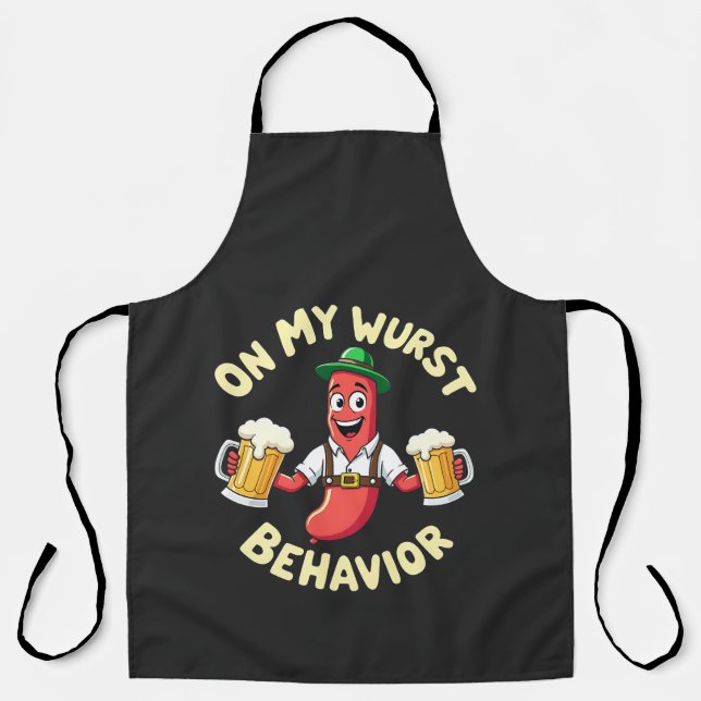 Delantal Sobre mi comportamiento de Wurst Funny Oktoberfest (Anverso)