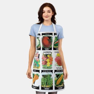Delantal Sobres de Semillas Antiguos con Flores y Verduras