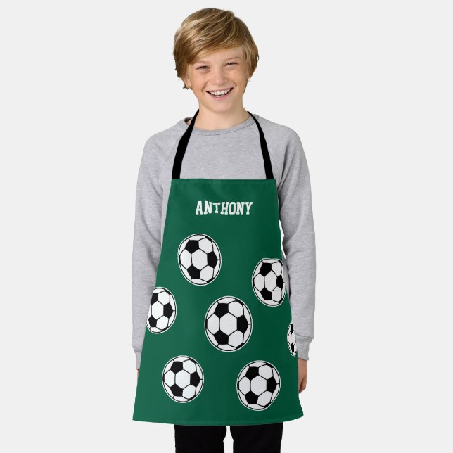 Delantal Soccer Green Personalised Kids Back to School (Gastado)