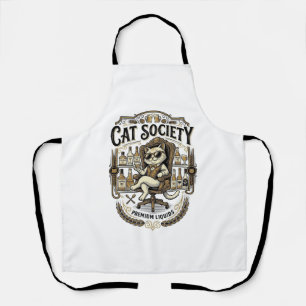 Delantal Sociedad de Gatos Alcohol de Bar Humor Vintage Vec