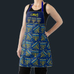 Delantal Sofisticado Hanukkah Menorah Apron<br><div class="desc">Gracias por estar aquí conmigo. Cambia las iniciales o borra, y tienes una adorable delantal para un regalo o para ti mismo. Ver mis populares COLECCIONES por favor incluyendo APRONS, Holy Days, y más. Por favor, ven a Zazzle a través de mi enlace: https://www.zazzle.com/store/sharonrhea ... . o https://www.zazzle.com/store/ornaments_only ... Gracias,...</div>