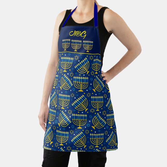 Delantal Sofisticado Hanukkah Menorah Apron (in situ)
