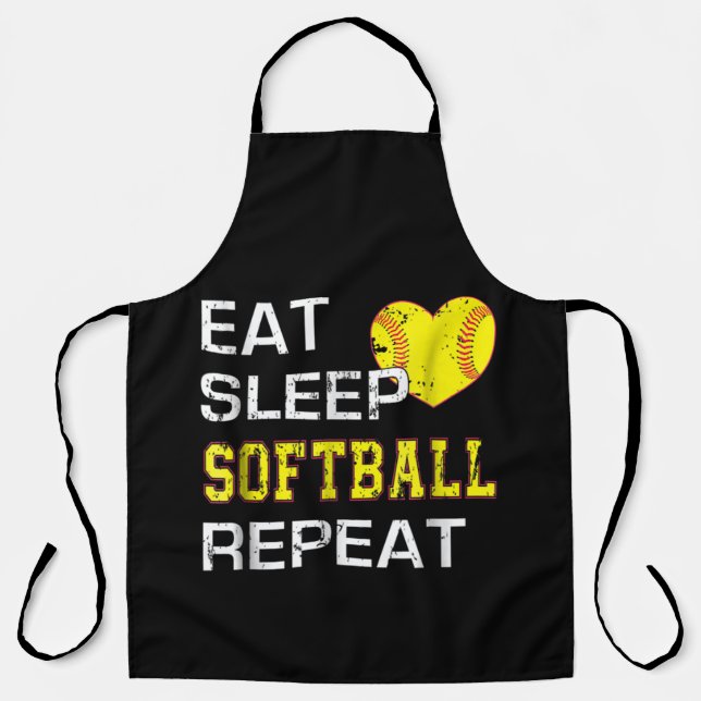 Delantal Softbol Comer Sleep Sofball Repetir (Anverso)