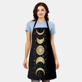 Delantal Sol Celestial Dorado y Fases Lunares– Zodiaco Míst