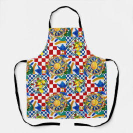 Delantal Sol siciliano, limón, azulejos mediterráneos,
