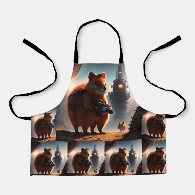 Delantal Solider de Quokka, Apron de impresión completa par (Anverso)