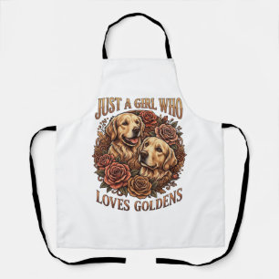 Delantal Solo chica que ama a los Golden Dog Roses_1
