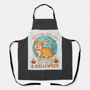 Delantal Sólo Chica Que Ama Corgi Calabazas Murciélagos de
