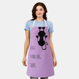 Delantal Sólo colgando ahí personalizado negro texto divert